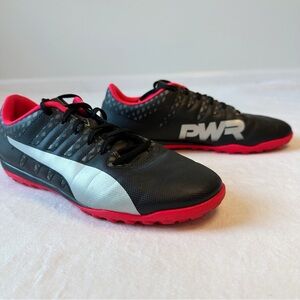 Puma Men’s FUTURE Black Silver Red Indoor Soccer Shoes Cleats Sneakers, size US9